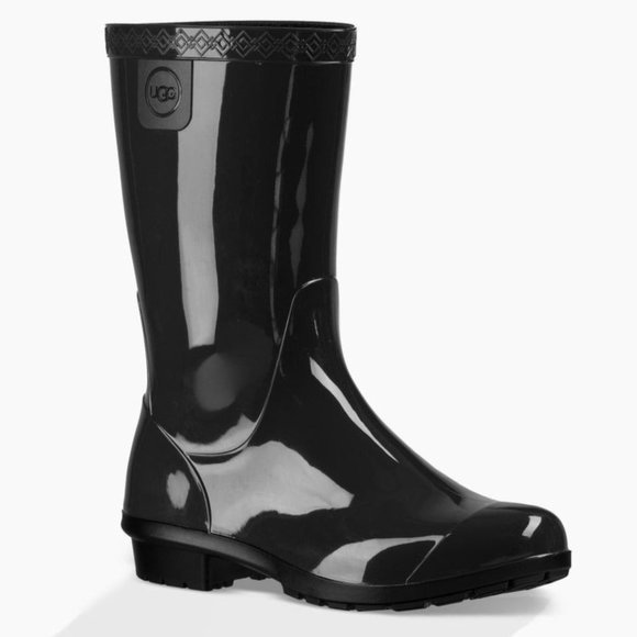 UGG GIRL RAANA BLACK RAIN BOOT KIDS Size 2 - Picture 1 of 9